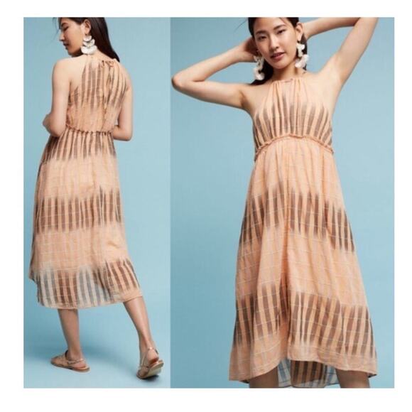 Anthropologie Akemi + Kin Ikat Halter Midi Dress Pink Size XS - Picture 1 of 12